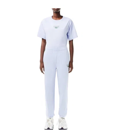 Lacoste Cuffed Knit Sweatpants In White