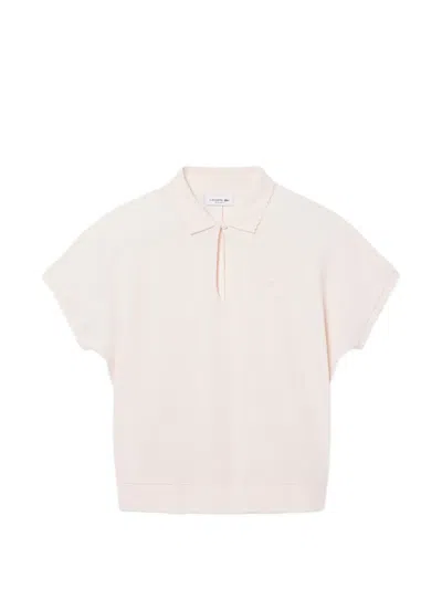 Lacoste Cut-out Scalloped Polo Shirt In Pink