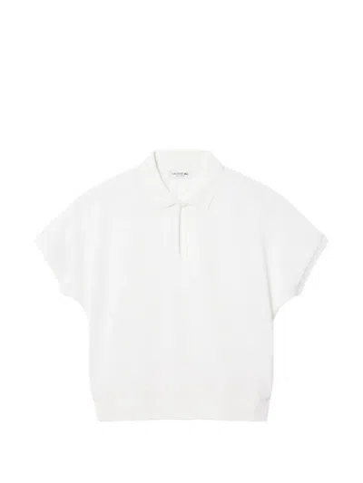 Lacoste Cut-out Scalloped Polo Shirt In White
