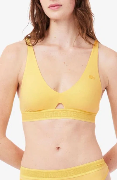 Lacoste Cutout Wireless Microfiber Bra In Yellow