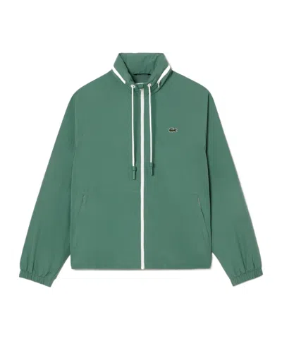 Lacoste Detachable Hood Water-repellent Jacket In Green