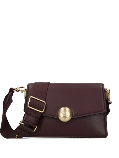 Lacoste Detachable Strap Leather Satchel In Brown