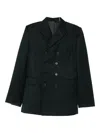 Lacoste Double-breasted Blazer In Black