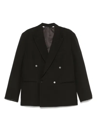 Lacoste Double-breasted Blazer In Brown