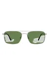 Lacoste Double Bridge Rectangular Sunglasses In Green