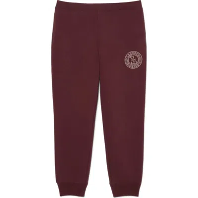 Lacoste Double Face Cotton Blend Piqué Joggers In Brown