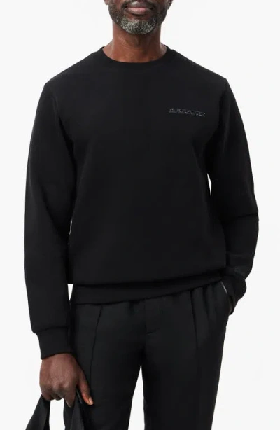 Lacoste Double Face Cotton Blend Piqué Sweatshirt In Black
