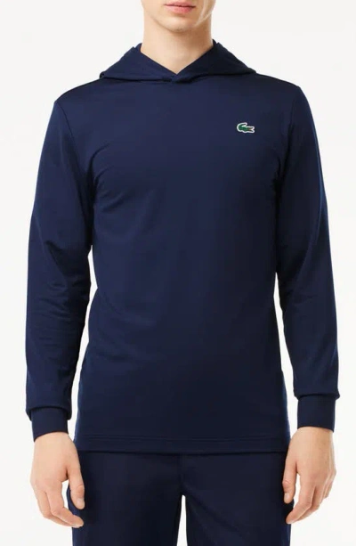 Lacoste Double Face Golf Hoodie In Blue