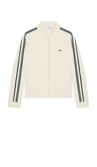Lacoste Double Face Long Sleeve Zip Up Jacket In Neutral