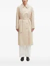 Lacoste Double-breasted Belted Trench Coat In Neutral