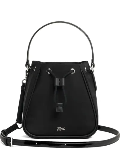 Lacoste Drawstring Logo Bucket Bag In Black