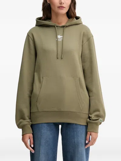 Lacoste Drawstring Logo Hooded Hoodie In Green