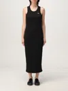 Lacoste Sleeveless Organic Cotton Midi Dress In Black