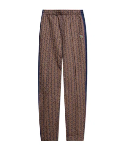 Lacoste Elastic Waist Casual Pants In Brown