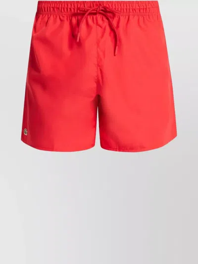 Lacoste Elastic Waistband Shorts Pockets In Red