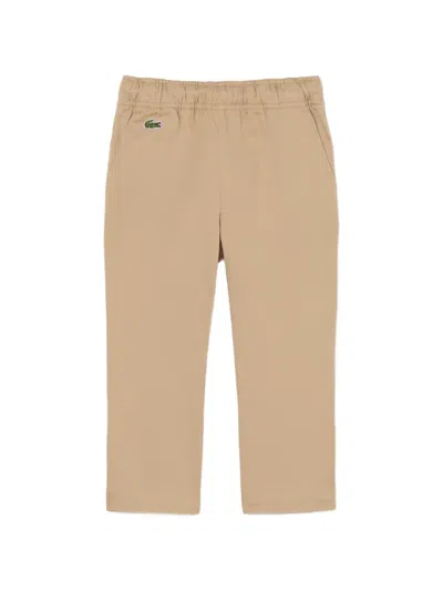 Lacoste Kids' Elasticated Logo Applique Trousers In Brown