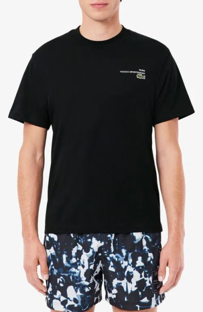 Lacoste Elevated Tennis Classic Graphic T-shirt In Black