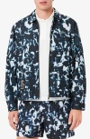 Lacoste Mens Abstract-print Brand-patch Shell Jacket Black In Blue