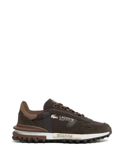 Lacoste Elite Active Suede Panelled Sneakers In Brown