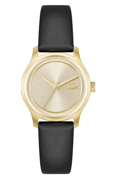 Lacoste Elyse Quartz Leather Strap Watch, 30mm In Black