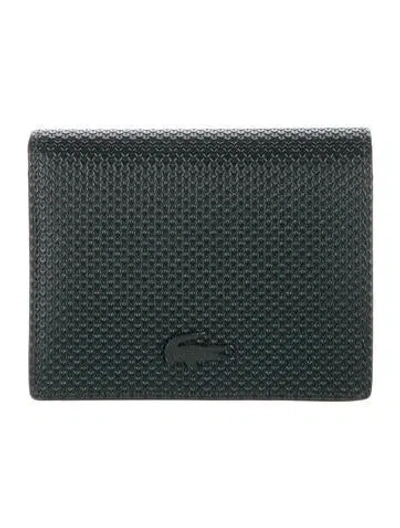 Pre-owned Lacoste Embossed Leather Bifold Wallet In Green