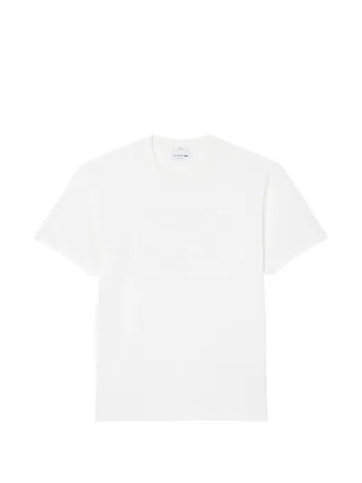 Lacoste Embossed-logo Round-neck T-shirt In White