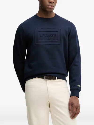 Lacoste Embossed Logo-patch Sweater In Blue