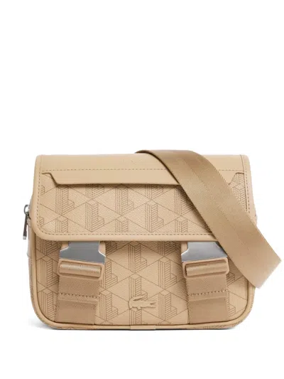 Lacoste Embossed Messenger Bag In Neutral