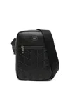 Lacoste Embossed-monogram Panelled Messenger Bag In Black
