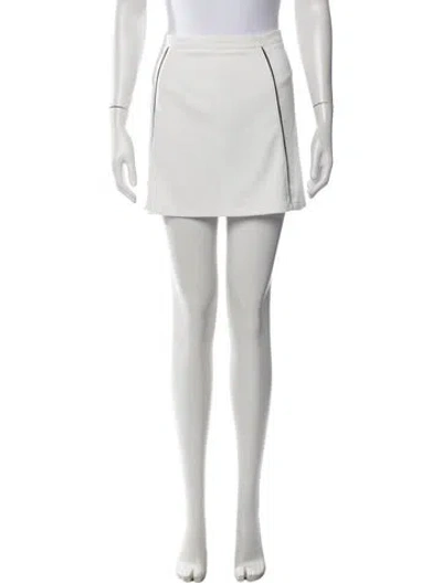 Pre-owned Lacoste Embroidered Accent Mini Skirt In White