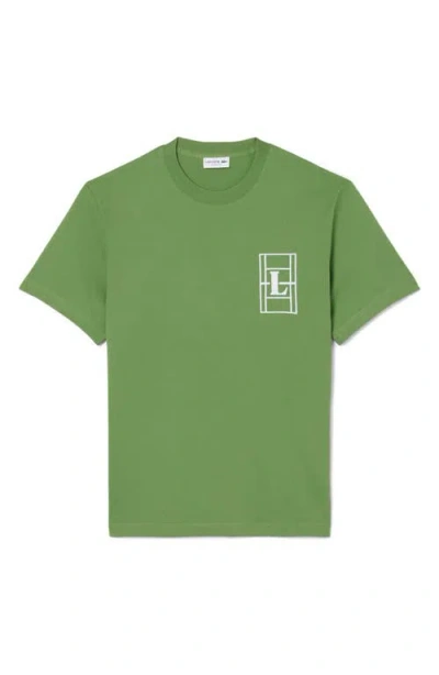 Lacoste Embroidered Court Logo Cotton T-shirt In Green