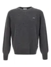 Lacoste Embroidered Crew-neck Sweater In Gray