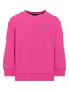 Lacoste Embroidered Crew-neck Sweater In Pink