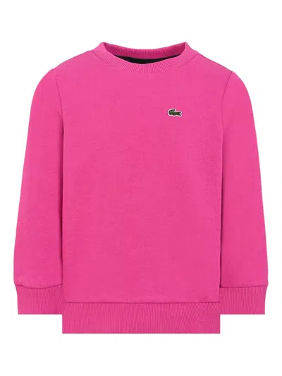 Lacoste Kids' Embroidered Crew-neck Sweater In Pink