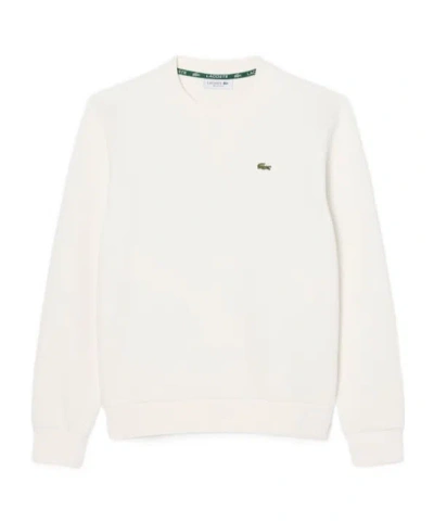 Lacoste Embroidered Crew-neck Sweatshirt In White