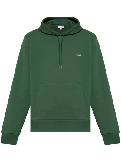 Lacoste Embroidered Fleece Hoodie In Green