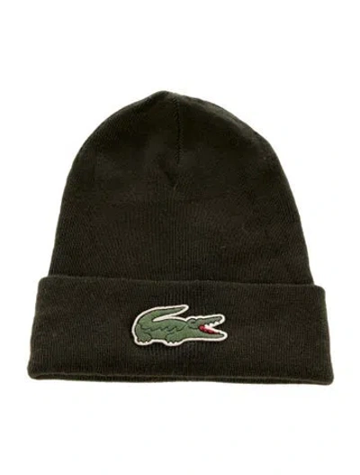 Pre-owned Lacoste Embroidered Knitted Beanie In Green
