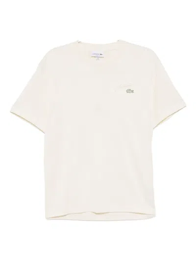 Lacoste Embroidered-logo Cotton T-shirt In Neutral