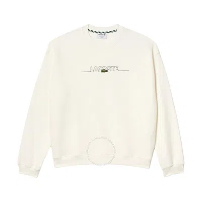 Lacoste Embroidered Logo Crew Neck Sweatshirt In White