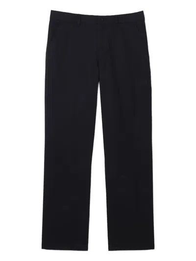 Lacoste Embroidered-logo Flat-front Trousers In Black