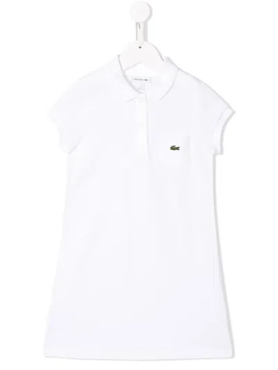Lacoste Kids' Embroidered Logo Polo Dress In White