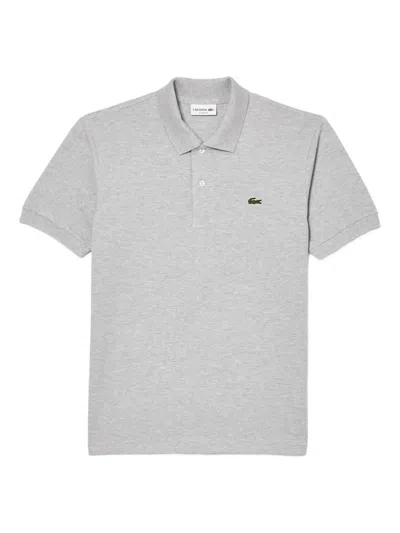 Lacoste Embroidered-logo Polo Shirt In Gray
