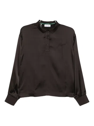 Lacoste Embroidered-logo Polo Top In Brown