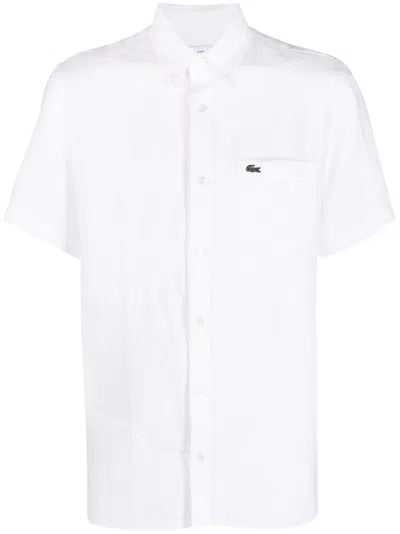 Lacoste Embroidered Logo Short-sleeve Shirt In Weiss