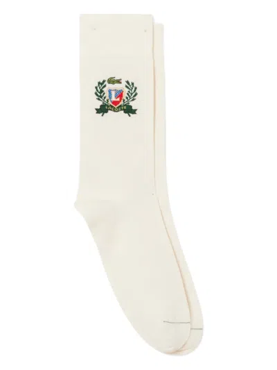 Lacoste Embroidered Logo Socks In White