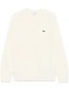Lacoste Crew Neck Pull Over Wool Sweater In White