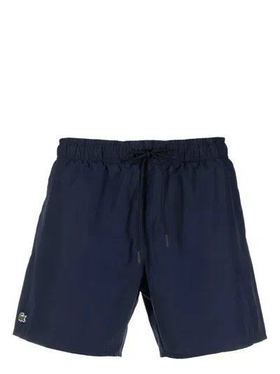 Lacoste Embroidered-logo Swim Shorts In Blue