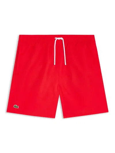 Lacoste Kids' Embroidered-logo Swim Shorts In Red