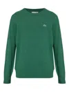 Lacoste Green Brushed Cotton Sweatshirt In Green