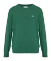Lacoste Green Brushed Cotton Sweatshirt In Gold